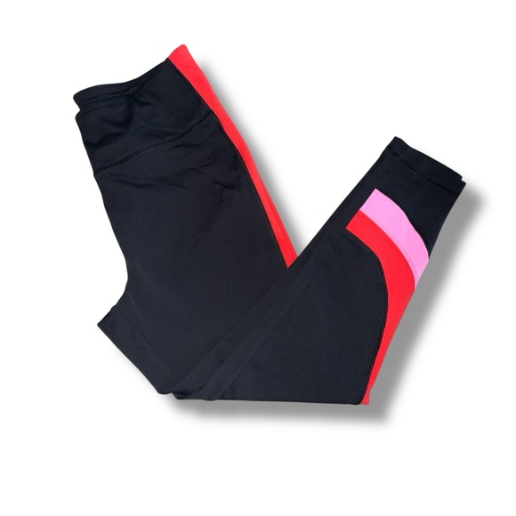 TALBOTS Women’s Performance Interlock Leggings - Colorblock Red/Black/Pink Large - Picture 8 of 10